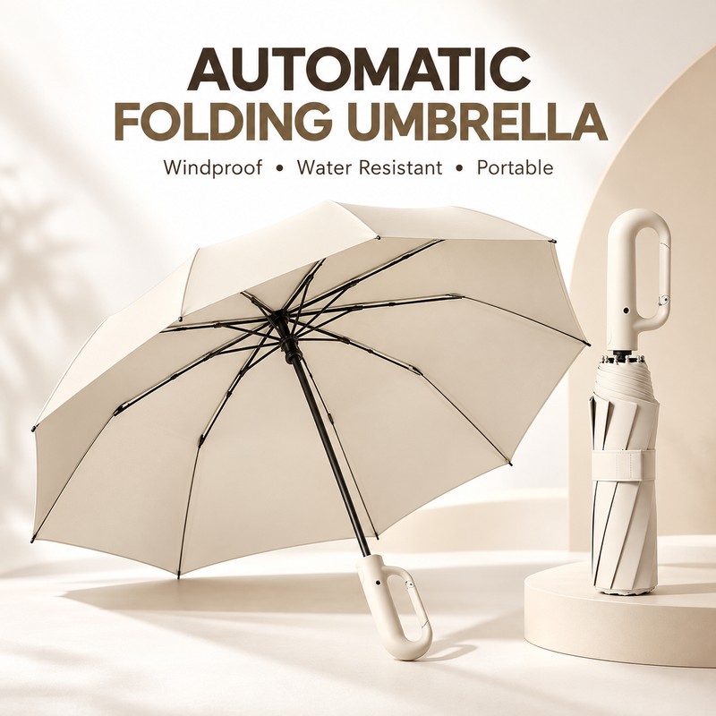 Automatic Folding Umbrella for Rainy Commutes – 20-Rib Reinforced 105CM