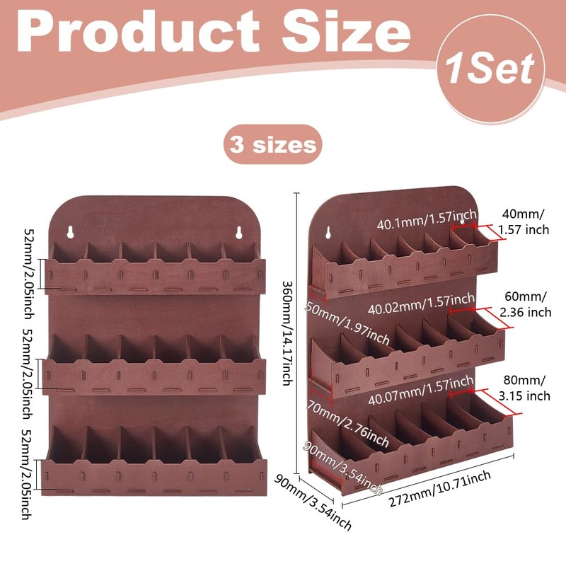 UNICRAFTALE 3-Tier Wood Tea Bag Holder 3 Sizes Brown Vertical
