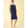 Latuza Men's Bamboo Viscose Nightshirt Sleeveless Sleep Shirt, Navy, Medium