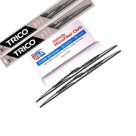 Wiper Blades Set for 1965 Plymouth Barracuda Driver/Pass Trico Steel Wipers Set of 2 Bundled with MicroFiber Interior Car Cloth