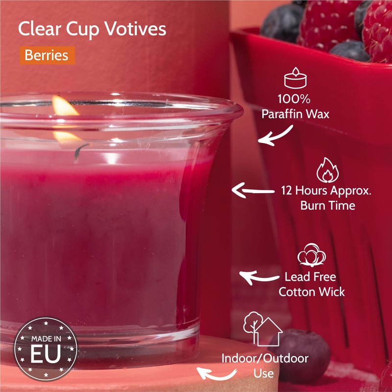 HYOOLA Clear Cup Scented Votive Candles - Berries - 12