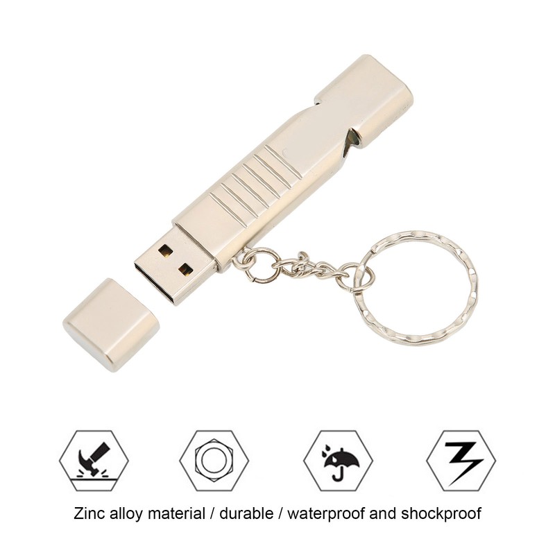 Whistle USB Flash Drives Aluminum Alloy Outdoor Waterproof USB Flash