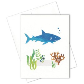 Shark All Occasion Blank Note Cards - Size 4.25" X 5.5" by Nerdy Words (1 Card)