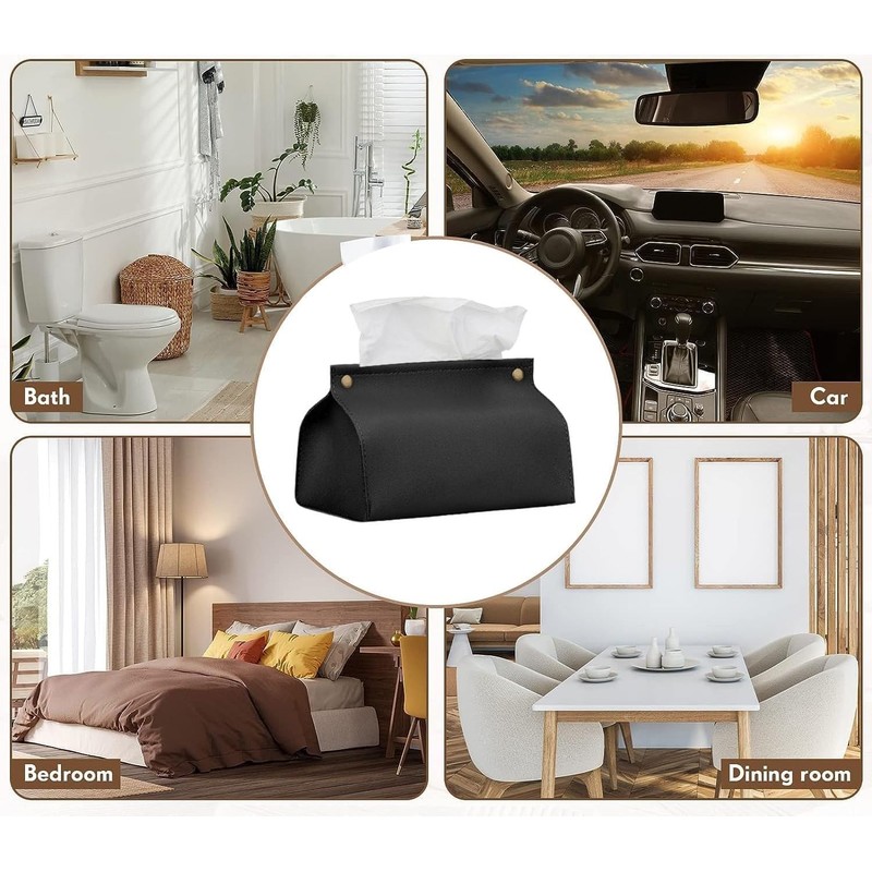 Leather Tissue Box Cover Holder, 1Pc Modern PU Leather Rectangular