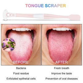 B Rush Extra Soft Toothbrush with Tongue Scraper - Tongue Scrubber with Flossing Bristles for Sensitive Teeth and Gums, Dental Travel Hygiene Brush Fresh Breath for Both Adults and Kids (Pack of 3)