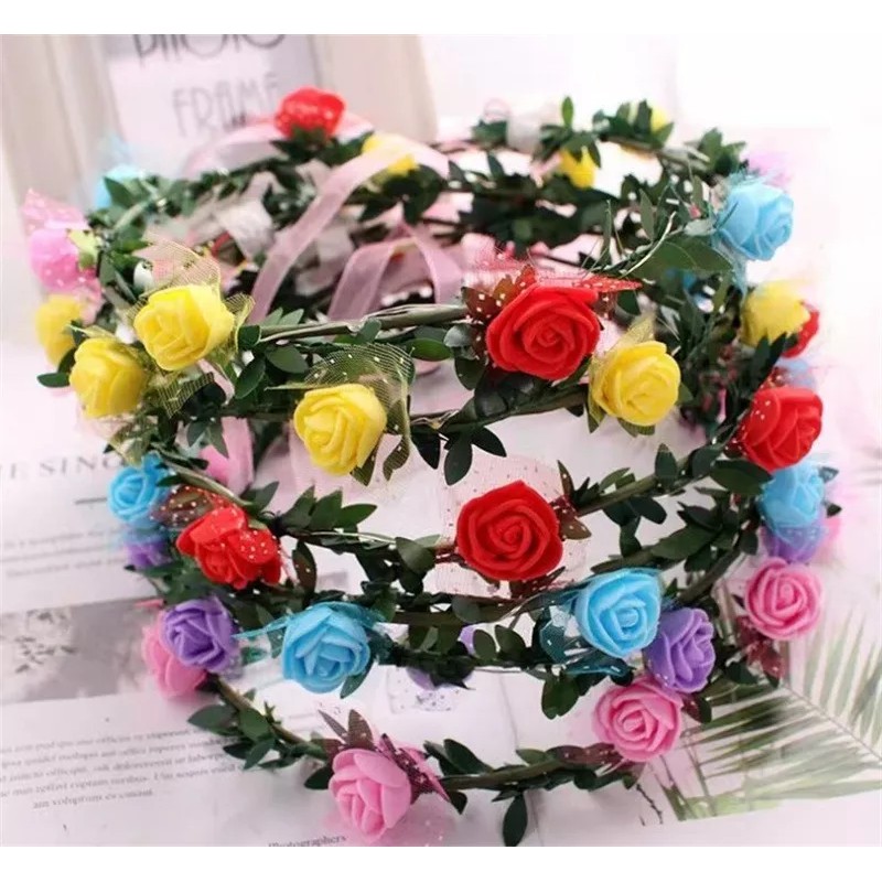 to 10pz Diadema Corona Flores Luz Led Fiesta Festival