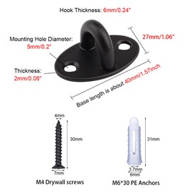 JOMIHONEY Stainless Steel Heavy Duty Mini Ceiling Hooks with Screws and Plastic Anchors, Wall Mount Pad Eye Plate Top Hook Hanging Hardware for Yoga Hammock Swing Boat Sandbag Plant Basket