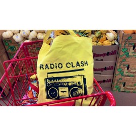 RADIO CLASH Boombox Tote UK Punk Record LP Canvas Shopping Bag Electric Yellow