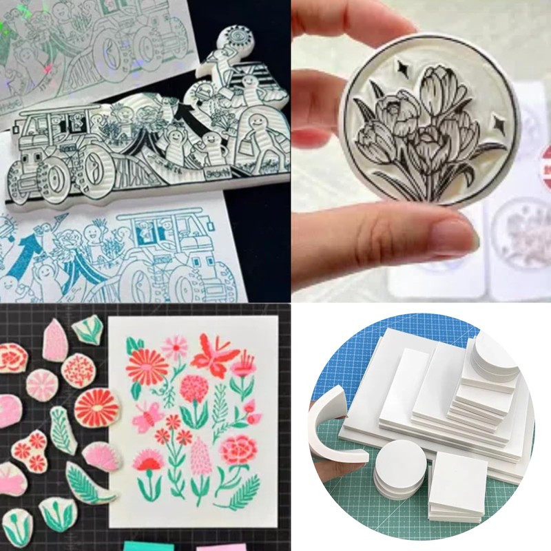 Blank Rectangular Rubber Stamp Carving Blocks for Stamping,Scrapbooking,Crafting,10x5x0.8 cm,White