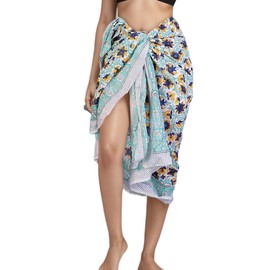 100% Cotton Beach Cover Ups for Women – Hand Block Printed Green Sarong Wraps for women, Bikini Cover Up Pareo 73X44