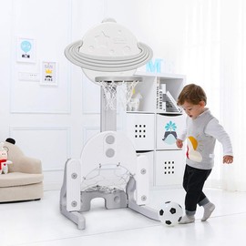 Costzon Kids Basketball Hoop, Toddler Sports Activity Center w/ 5 Adjustable Height Levels, Basketball Soccer Golf Game Set, Indoor Outdoor Basketball Hoop Set Best Gift for Baby Infant