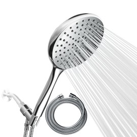 SparkPod High Pressure Handheld Shower Head with Hose- Huge 6-Inch Face- Rain Shower with Extra Long 6 ft. Hose and Premium Adjustable Bracket- Luxury Design -Tool-less 1-Min Installation (Chrome)