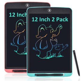2 Pack LCD Writing Tablet, 12 Inch Colorful Digital ewriter Electronic Graphics Tablet Portable Board Drawing Tablet Pad for Kids Adults Home School Office (pink+blue-12")