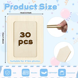 BOHUIZ 30 Pack DIY Wooden Picture Frames for Crafts, 4" x 6" Photos Wooden Frames for Crafts, Unfinished Standing Wood Photo Picture Frame for Painting DIY Birthday Party Wedding Mother's Day Gifts