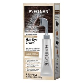 pyeonan Natural Plant Extract Unisex  PYEONAN Hair Dye Comb Without Bleaching, Instant 2 in 1 + Grey Hair Coverage and Haircare -Herbal Ingredients Hair Color 2.8Oz. /80g - Color: Dark Brown