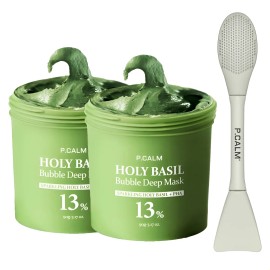 P.calm Viral Holy Basil Bubble Mask 2ea + Dual Pore Brush Se