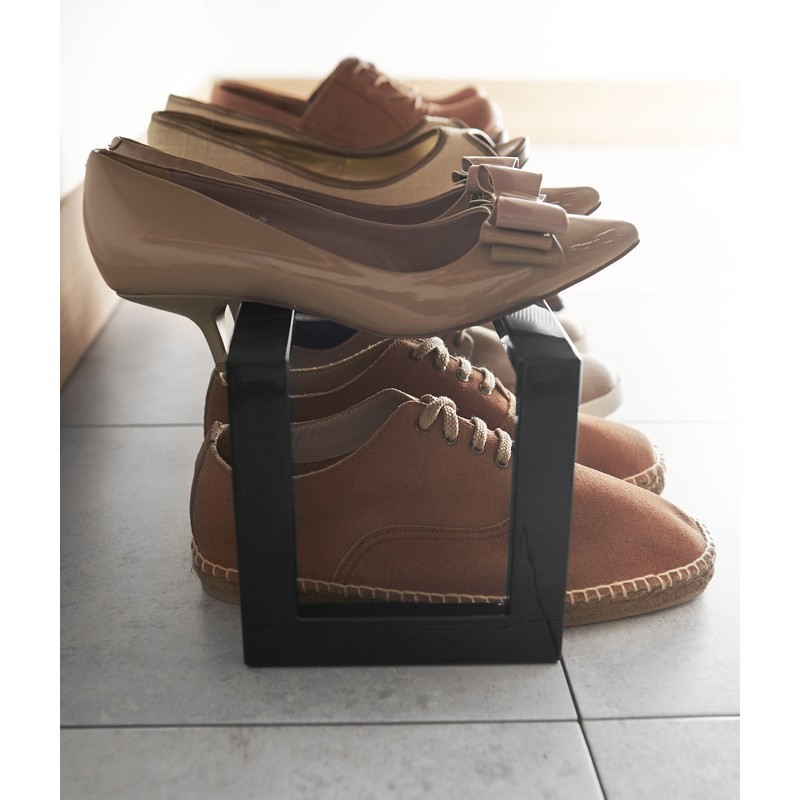 山崎実業 伸縮シューズラック ライン 1段 ブラック 3189