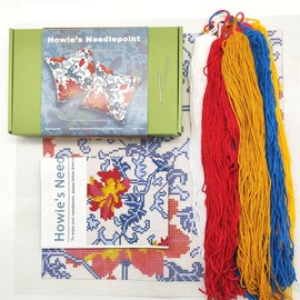 Howie's Needlepoint Needlepoint Kit for Adults, Cross Stitch Kit with Canvas Embroidery Pattern, Thread, 2 Needles and Instructions, 16"x16" (Red Peonies)
