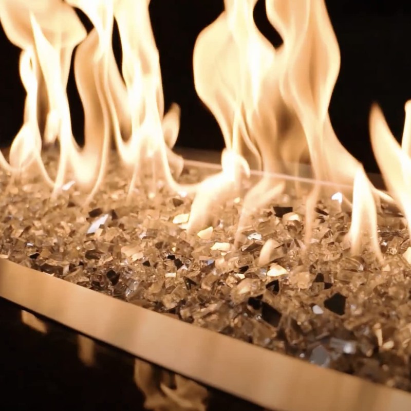 High Luster, 1/4" Reflective Tempered Fire Glass in Diamond Starlight,