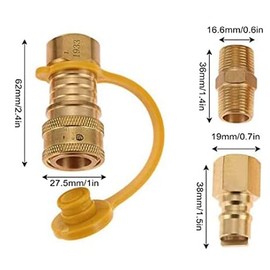 WADY 3/8 Inch Natural Gas Quick Connect Fittings LP Gas Propane Hose Quick Disconnect Kit Gas Propane 100% Solid Brass Solid Brass