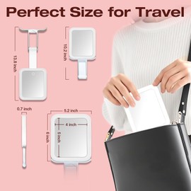gogofree Makeup Travel Mirror with Light, 10X/1X Double-Sided Magnifying Mirror, Rechargeable Portable Vanity Mirror, Brightness Adjustable, 3-Color Lighting, Tabletop, Handheld & Hanging Options
