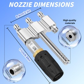 Three-in-one Adjustable Downstream Soft Wash Nozzle, M5 Twist Nozzle soft wash shooter tip 1/4'' Quick Connet, 0 to 60° spray pattern, for use with Pressure Washer 3-7 GPM