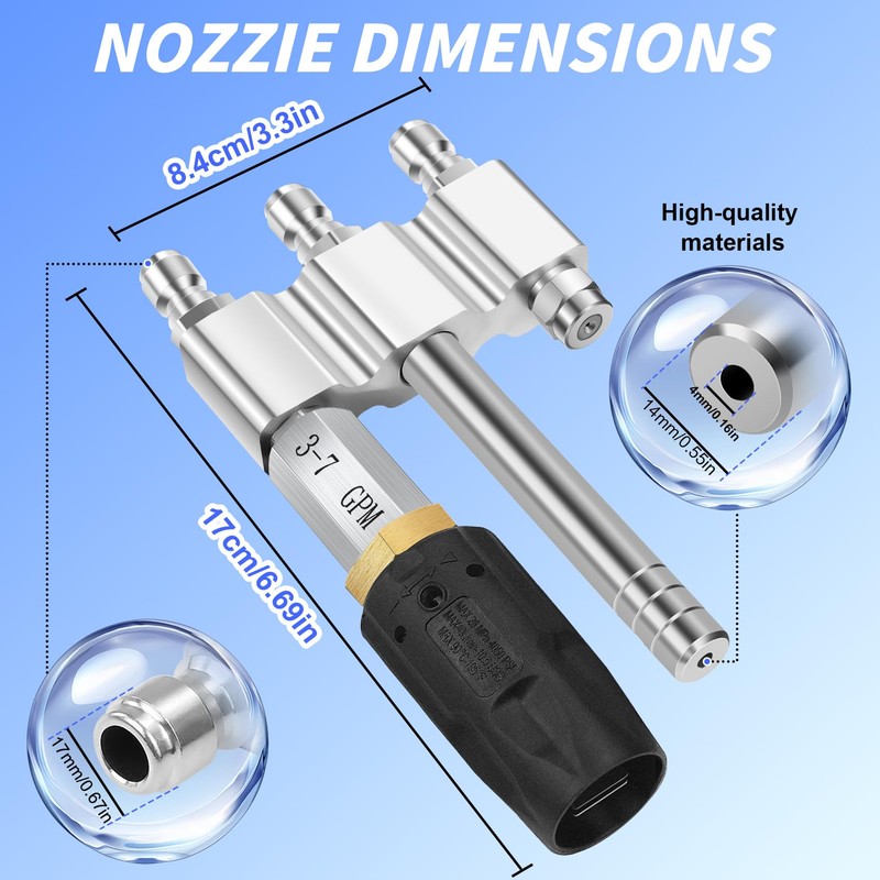 Three-in-one Adjustable Downstream Soft Wash Nozzle, M5 Twist Nozzle soft