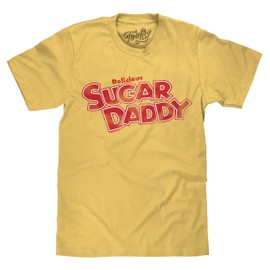 Tee Luv Men's Faded Delicious Sugar Daddy Candy Logo Shirt, Light Yellow, L