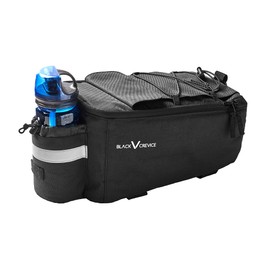 Black Crevice Rack Bag Bicycle Bag I Insulated Pannier Rack Bicycle Bag for Drinks and Food I Soft Padded Pannier Rack Bag Including Bottle Holder with Elastic Band I 30 x 15 - 10 x 15 cm