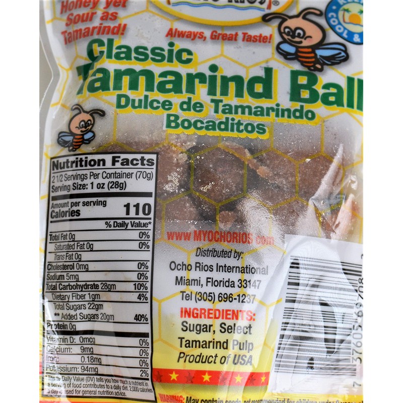 Ocho Rios Tamarind Ball Candy 2.5oz Pack of 3 with