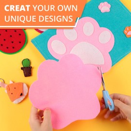 HTVRONT Felt Sheets for Crafts - 42PCS Stiff Felt Sheets, 32 Assorted Colors 8 x 8 Inches (20 x 20cm) Felt Fabric Sheets 1 mm Thick with Needle and Thread Kit for Embroidery Fabric Craft Kits