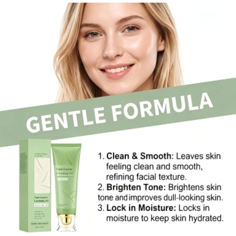 Gel Exfoliante Facial con Té Verde y Triple Enzima, Hidratante
