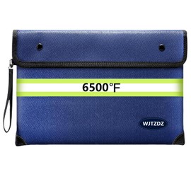 6500 °F Improved Fireproof Wallet with Waterproof Zip for Cash, 10 Layers of Heat-Insulated Material/Reflective Strips, Fireproof Bag with Handle for Important Documents