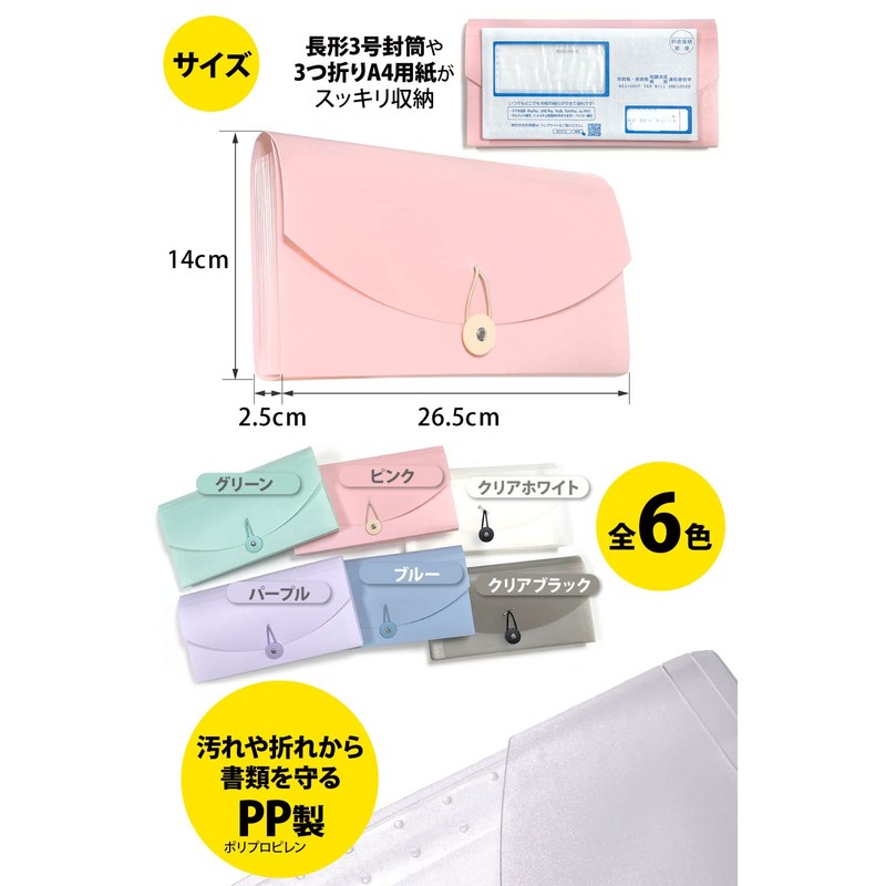 Taiko Document File (13 Pockets/Sorting Sheet) Receipt Storage (Clear White)