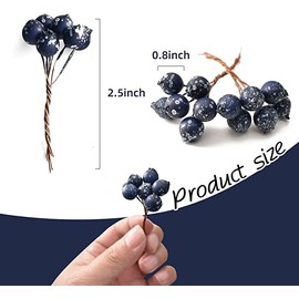 HUIANER 30PCS Artificial Berries Fake Blueberry Artificial Fruits for Wedding DIY Bridal Bouquet Home Kitchen Party Decoration