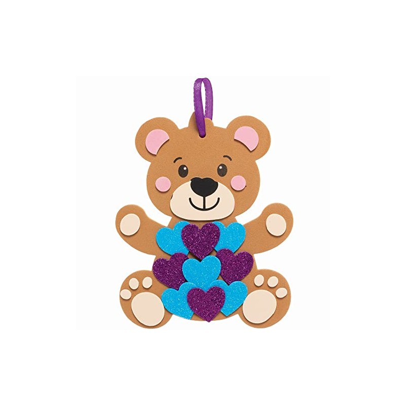 Baker Ross Love Bear Heart Decoration Kits-Pack of 5, Valentines