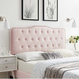 Modway MOD-6410-PNK Sophia Tufted Performance Velvet Full/Queen Headboard, Pink