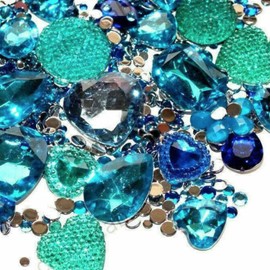 Blue Mix 50x 500x Sparkly Rhinestone Acrylic Resin Flat Back cabochon Assorted AB Mermaid 4mm 8mm 10mm 16mm 20mm 25mm Gem Crystal Teardrop Pear Cabochon Big AB Iridescent Glue on no Hole Silver Back