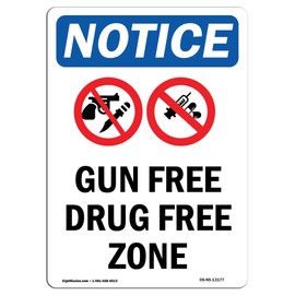 OSHA Notice Sign - Gun Free Drug Free Zone | Rigid Plastic Sign | Protect Your Business, Construction Site, Warehouse & Shop Area | Made in The USA