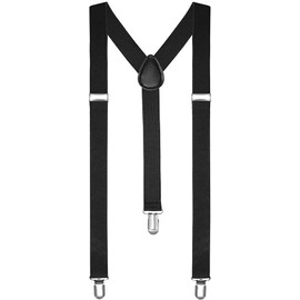 Braces Suspenders One Size Fully Adjustable Y Shaped With Strong Clips - Trouser Braces Salopette Braces Strong Metal Clips Mens Braces (Black)