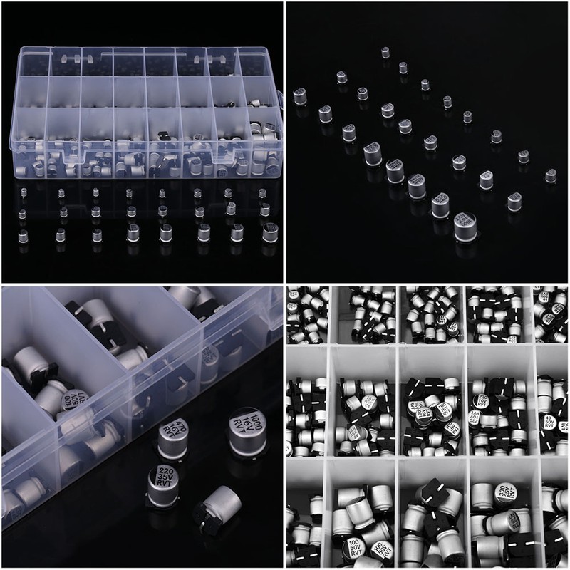 400pcs 24 Values SMD Aluminum Electrolytic Capacitor Assorted Kit 1uF