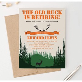Hunting Retirement Party Invitation, Modern Retirement Party Invites, Your choice of Quantity and Envelope Color