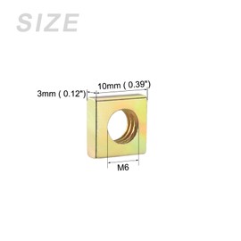 METALLIXITY Square Nuts (M6 x 10 x 3 mm) Pack of 50 Carbon Steel Nuts for Furniture Construction, Mechanical Equipment, Fasteners