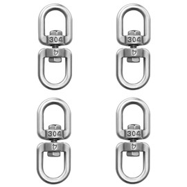 luvtree 4 Pieces M4 Stainless Steel Double Ended Swivel Eye Hook,Heavy Duty Swivel Eye Hook,Keychain Connector for Boats and Pets,Multi-Purpose Hanging Hook,Durable Metal Swivel Shackle.