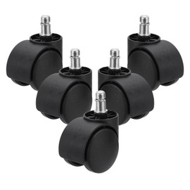 PATIKIL 2 Inch Office Chair Wheel Replacement, 5 Pack Desk Chair Wheels with 7/16" x 7/8" Quite Rolling Caster Wheels 110 Lbs Per Wheel for Wood Floors Carpet, Black