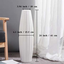 Large Floor Ceramic Vase 24 Inches Tall,White Modern Flower Tall Vases for Office, Home,Farmhouse,Living Room Décor,Simple Origami Design Fall Decorative Porcelain Flower Arrangement Vase Ideal Gift