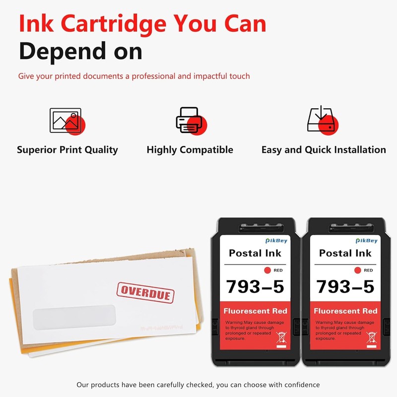 2-Pack SL-793-5 Ink Cartridge Replacement for Pitney Bowes 793-5 Red