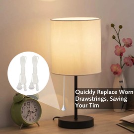 DILUSILK 2 Pcs Replacement Cord Pull for Ceiling Switch, Bathroom Light Pull Cord, White Light Switch Pull Cord Light Cord Pull String for Ceiling Switches Bathroom Bedroom (1.5M)