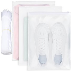 VORHOT Pack of 50 Large Zip Bags, 40 x 30 cm, Plastic Frosted Zip Bags, Reusable with Ventilation Holes for Clothes, Cosmetics, Travel Storage, Home Organisation