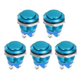 DMiotech 16mm / 5/8" Aluminium Alloy Momentary Push Button Switch Domed Head 250V 5A Blue Shell with Screw Foot 1NO for Car Boat Systems Custom Setups 5Pcs